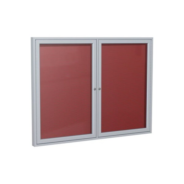 Ghent Enclosed Letter Board - Outdoor / Indoor - 2 Door - Burgundy Board w/Silver Frame - 48" x 60" PA24860BX-BG - main